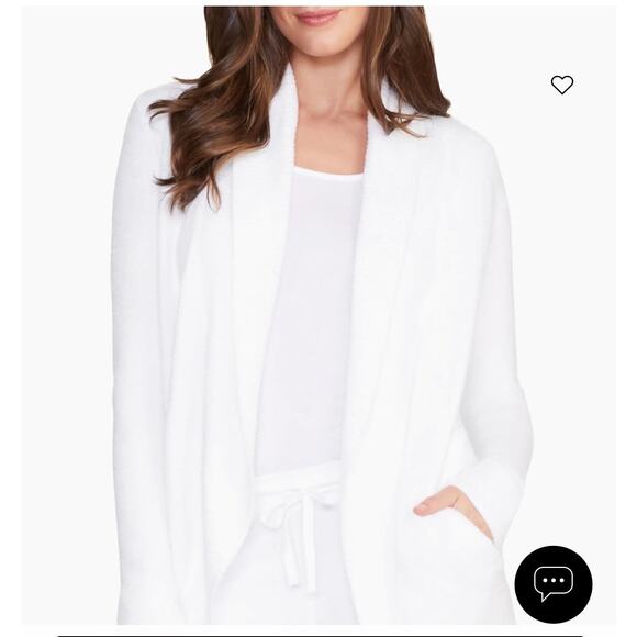 NWOT Barefoot Dreams CozyChic Lite Cardigan White Size M Soft Luxury Lounge